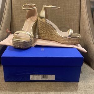 Stuart Weitzman nudist espadril wedge in lame (gold)